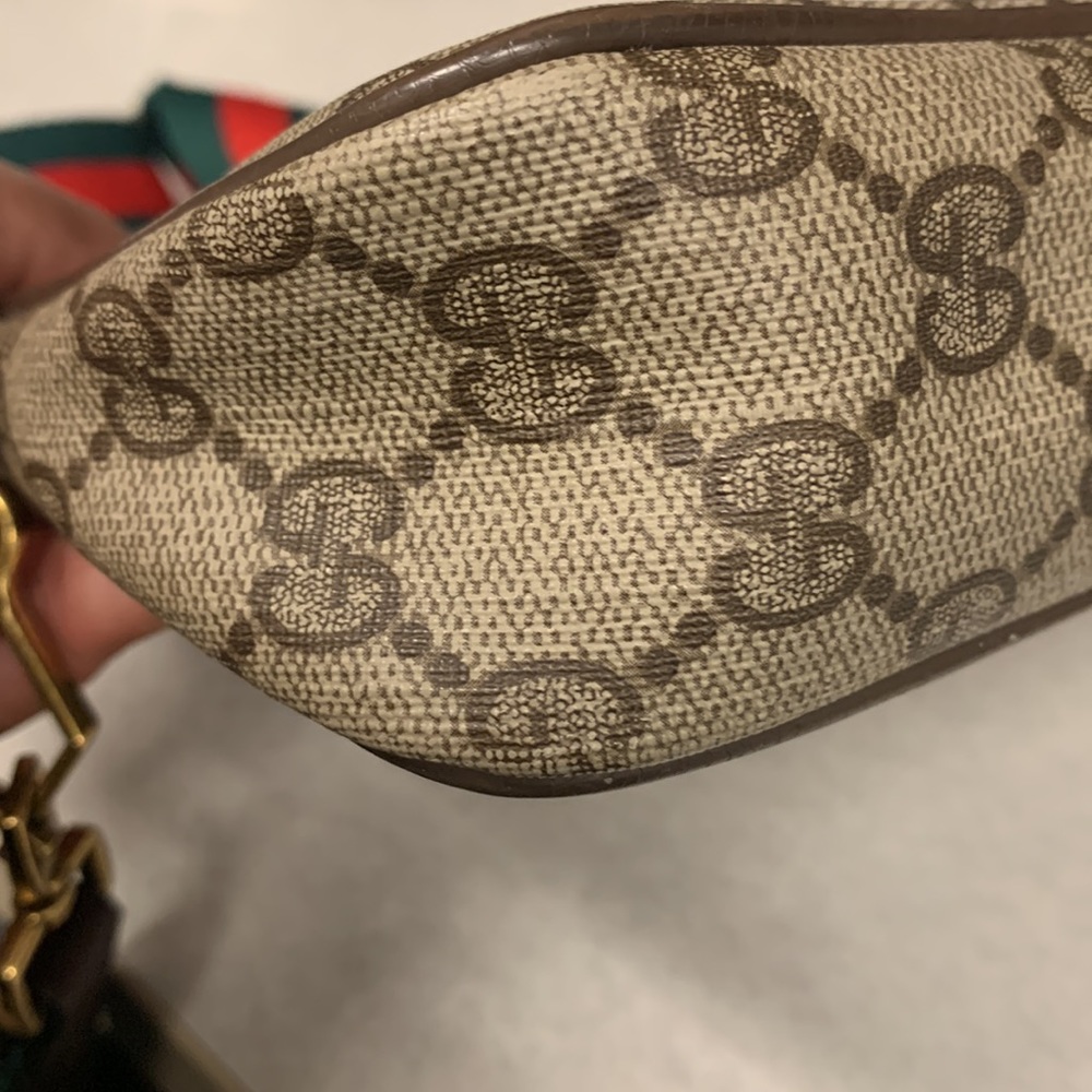 Authentic Vintage Gucci Supreme Canvas Bee Beige Brown Crossbody - Picture 11 of 12